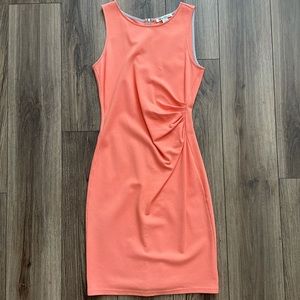 Kenneth Cole New York Orange Ruched Halter Midi Dress